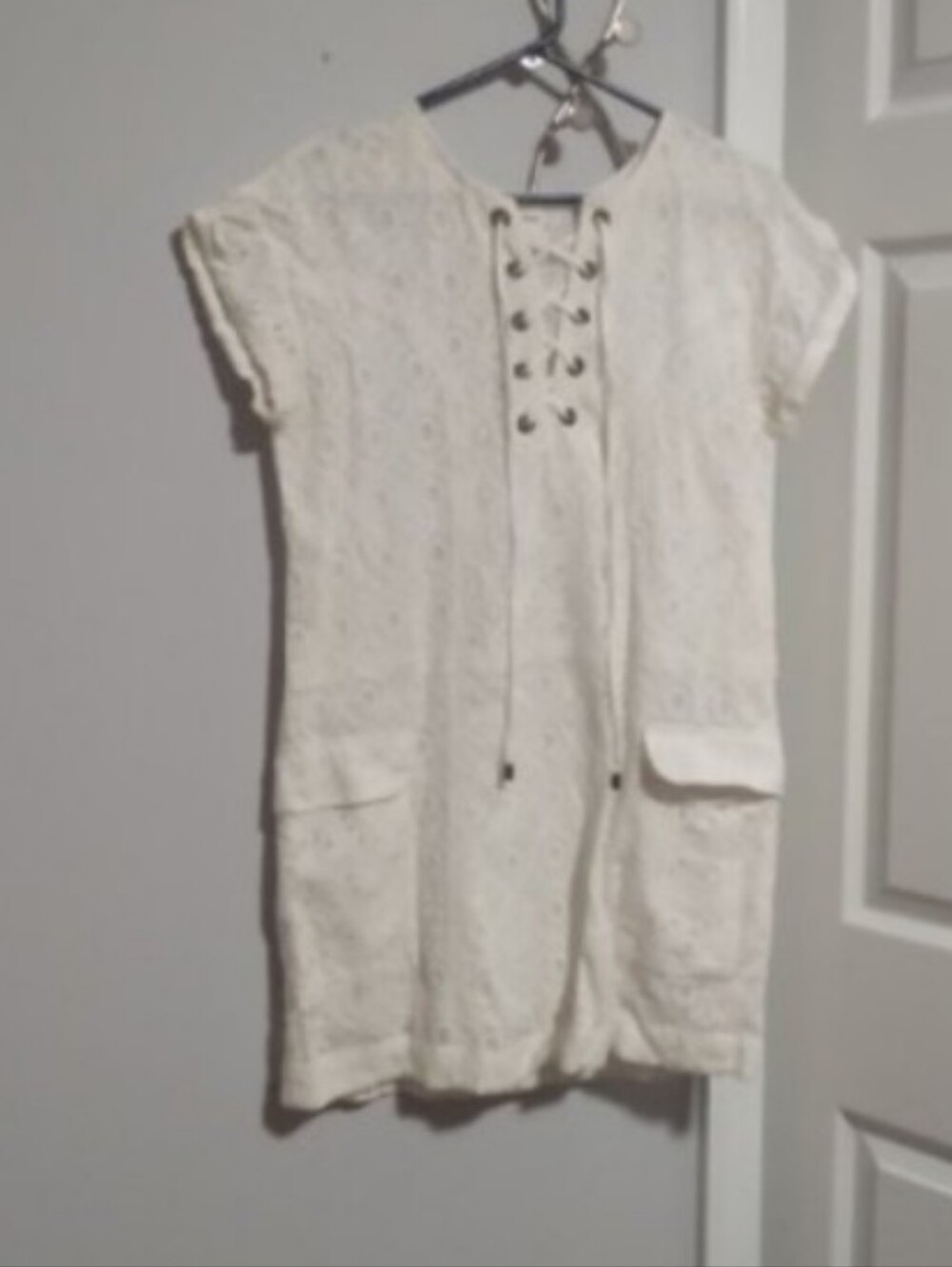 Tularosa Women's Warren Short Sleeve Eyelet Mini Dress Sz XS